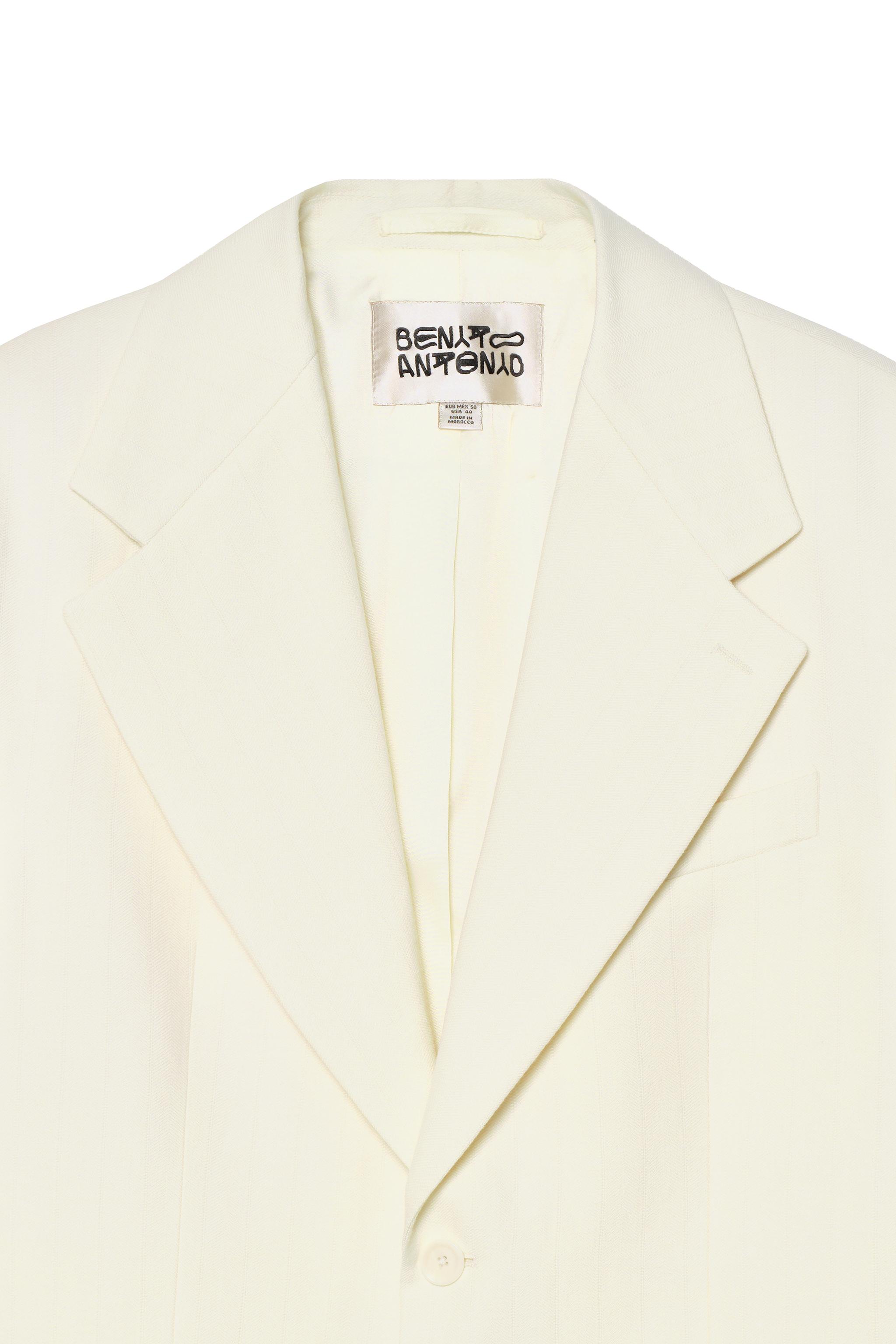 OVERSIZED FIT HERRINGBONE LINEN-WOOL SUIT BLAZER